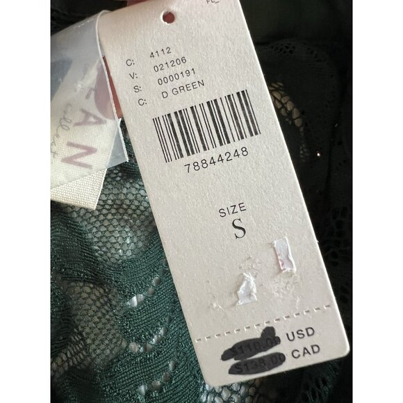 NEW Dolan forest green lace sheer cropped blouse tie Wednesday Adams fairy glam - Picture 5 of 11